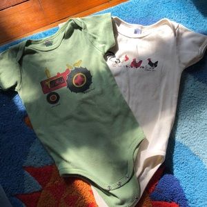 2 Liberty Graphics onesies w/ Dahlov Ipcar prints